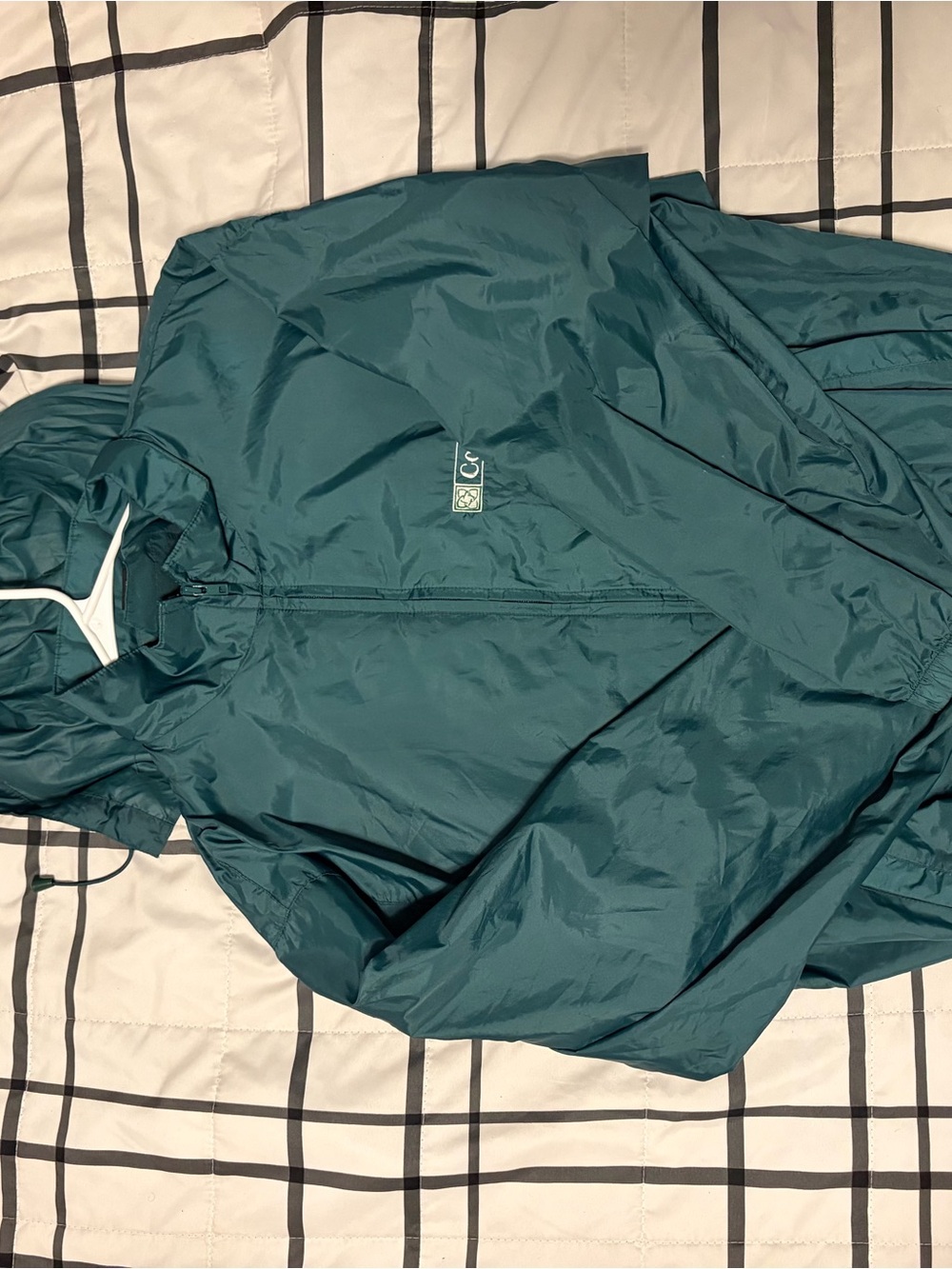 Teal Windbreaker Jacket with Hood - Unbranded